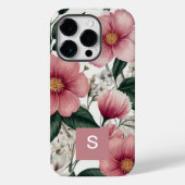 Moderne botanisch-rosa Blume Mit Monogramm Case-Mate iPhone Hülle (Rückseite)