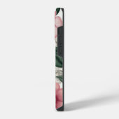 Moderne botanisch-rosa Blume Mit Monogramm iPhone Hülle (Linke Seite)