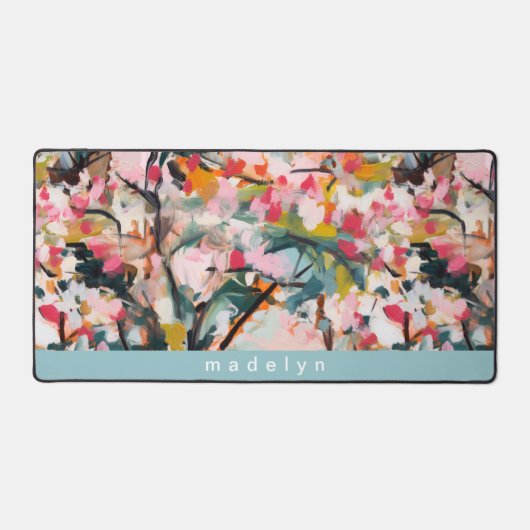 Moderne botanische Abstrakte Kunst Personalisiert Schreibtischunterlage (Vorderseite)