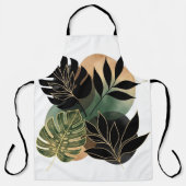 Moderne Botanische Abstrakte Kunst Schwarze und Go Schürze (Vorderseite)