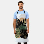 Moderne Botanische Abstrakte Kunst Schwarze und Go Schürze (Getragen)