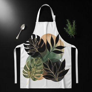 Moderne Botanische Abstrakte Kunst Schwarze und Go Schürze
