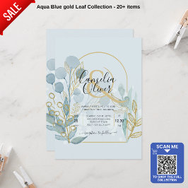 Moderne botanische Aqua SeaGlass Gold Hochzeit Ein Einladung