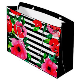 Moderne botanische Aquarell-Gartenblüten und Strei Große Geschenktüte