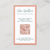 Moderne botanische Aquarellfarben Aquamariner QR-C Visitenkarte (Rückseite)