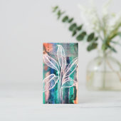 Moderne botanische Aquarellfarben Aquamariner QR-C Visitenkarte (Stehend Vorderseite)