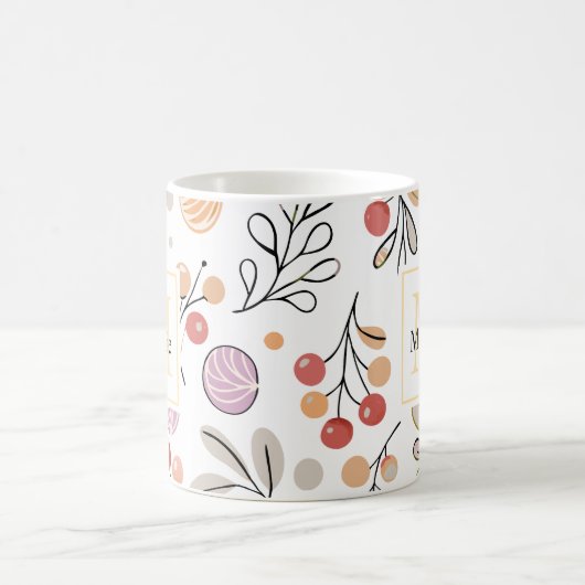 moderne botanische Aquarellfeiertage Monogramm Kaffeetasse (Mittel)