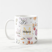 moderne botanische Aquarellfeiertage Monogramm Kaffeetasse (Links)