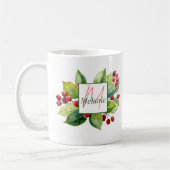 Moderne botanische Aquarelltöne Monogram Holidays Kaffeetasse (Links)
