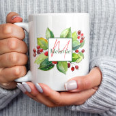 Moderne botanische Aquarelltöne Monogram Holidays Kaffeetasse