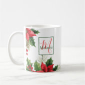 Moderne botanische Aquarelltöne Monogram Holidays Kaffeetasse (Links)
