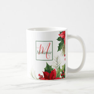 Moderne botanische Aquarelltöne Monogram Holidays Kaffeetasse