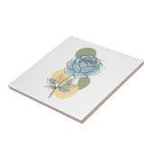 Moderne botanische Ästhetik - Blaue Rose Linienkun Fliese (Seite)