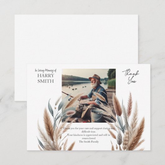 Moderne botanische Beerdigung Dankeskarte (Vorne/Hinten)