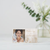 Moderne botanische beige boho Foto-QR-Code-Schrift Visitenkarte (Stehend Vorderseite)