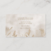 Moderne botanische beige boho Schrift Visitenkarte (Rückseite)