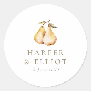 Moderne Botanische Birnen-Circle Wedding Runder Aufkleber