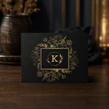 Moderne botanische Black Gold-Visitenkarte