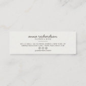 Moderne botanische Blätter elegant grau, rustikal Mini Visitenkarte (Rückseite)