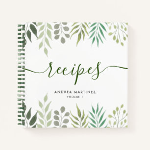Moderne botanische Blätter Foliage Recipies Notizblock