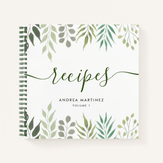 Moderne botanische Blätter Foliage Recipies Notizblock (Vorderseite)