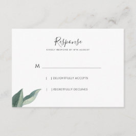 Moderne botanische Blätter für Hochzeitsreaktion RSVP Karte