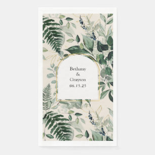 Moderne Botanische Blätter in Beige Serviette