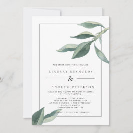 Moderne botanische Blätter zum Hochzeitsempfang Einladung