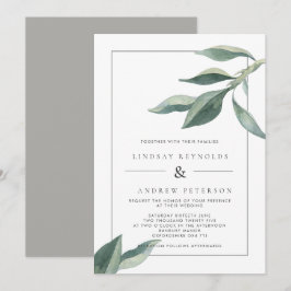Moderne botanische Blätter zum Hochzeitsempfang Einladung