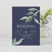 Moderne botanische Blätter zum Hochzeitsempfang Einladung (Stehend Vorderseite)