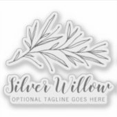 Moderne Botanische Blätterzweige Silber-Minimal-Lo Aufkleber (Vorderseite)