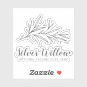 Moderne Botanische Blätterzweige Silber-Minimal-Lo Aufkleber (Blatt)