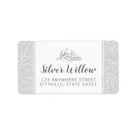 Moderne botanische Blattzweige Silber Minimalistis Adressaufkleber