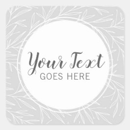 Moderne botanische Blattzweige Silber Minimalistis Quadratischer Aufkleber