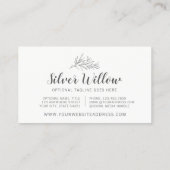 Moderne botanische Blattzweige Silber Minimalistis Visitenkarte (Rückseite)