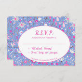 Moderne botanische blaue Wildblume Floral R.S.V.P. Begleitkarte (Vorne/Hinten)