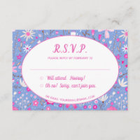 Moderne botanische blaue Wildblume Floral R.S.V.P.