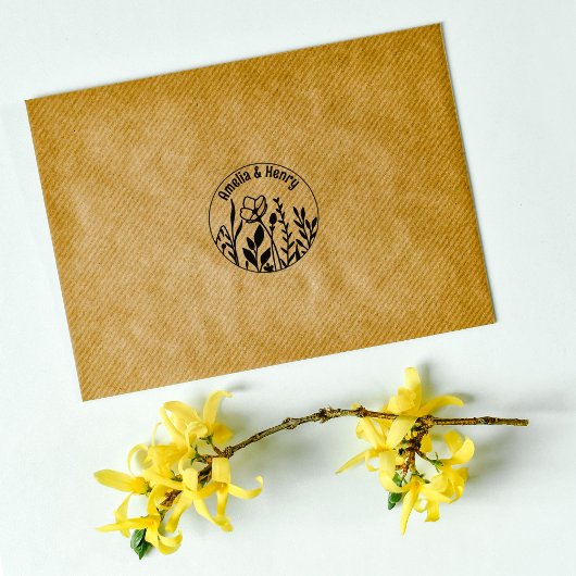 Moderne botanische Blume, Hochzeiten Gummistempel