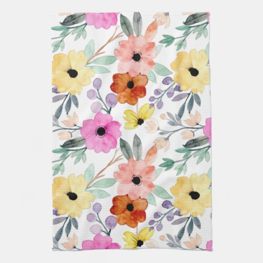 Moderne botanische Blume im Wasserfarbenbereich Geschirrtuch (Vertikal)