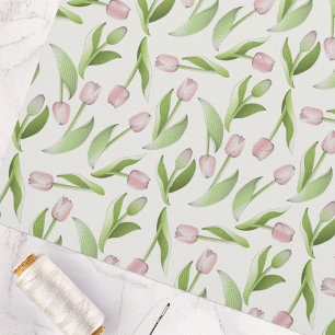Moderne botanische Blume Pink Tulip Stoff