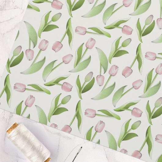 Moderne botanische Blume Pink Tulip Stoff