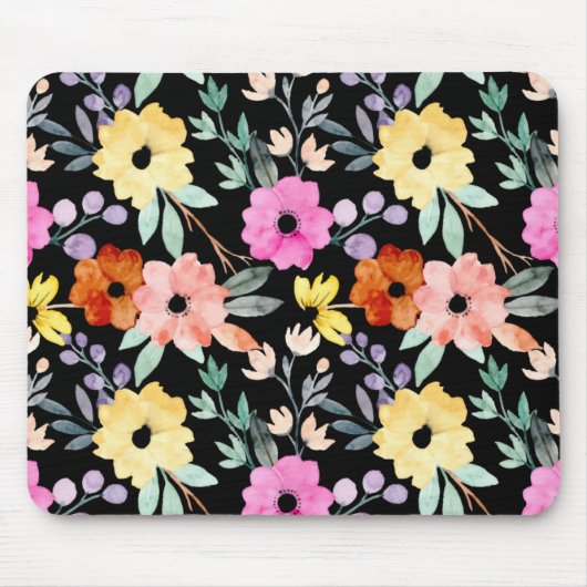 Moderne botanische Blume Wasserfarbe Blumenmouse Mousepad (Vorne)