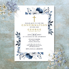 Moderne botanische Blumenbestätigung der Marine Einladung