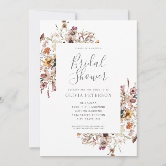 Moderne botanische Blumendusche Einladung (Vorderseite)