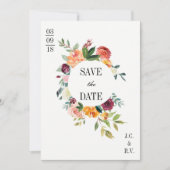 Moderne Botanische Blumenhochzeit Save the Date (Vorderseite)