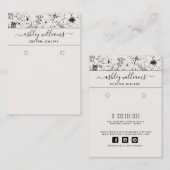 Moderne botanische Blush & Black Earring Card Visitenkarte (Vorne/Hinten)