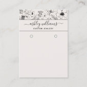 Moderne botanische Blush & Black Earring Card Visitenkarte (Vorderseite)
