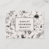 Moderne botanische Blush & Black Salon Loyalität K Visitenkarte (Vorderseite)