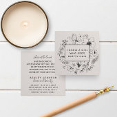 Moderne Botanische Blush-Karte und Schwarze Refere Quadratische Visitenkarte