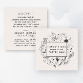 Moderne Botanische Blush-Karte und Schwarze Refere Quadratische Visitenkarte